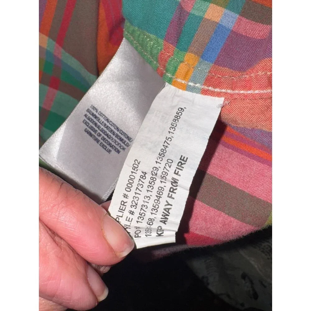 Ralph Lauren Multicolor Plaid Short-Sleeve Shirt XL (18-20) 100% Cotton Casual